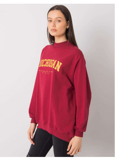 Bordovo červená mikina so stojačikovým golierom