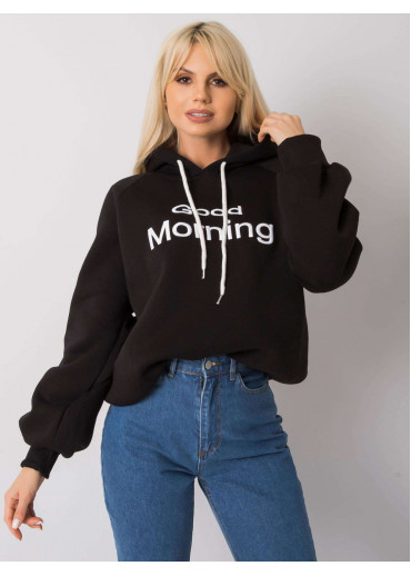 Čierna oteplená mikina s kapucňou