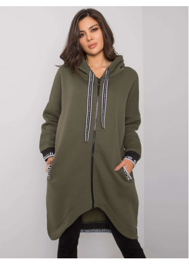 Khaki zelená asymetrická mikina