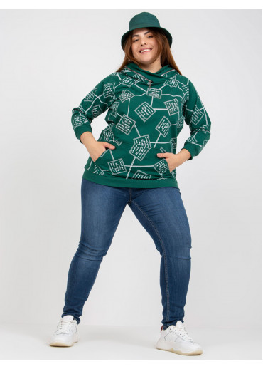 Tmavozelená mikina s kapucňou