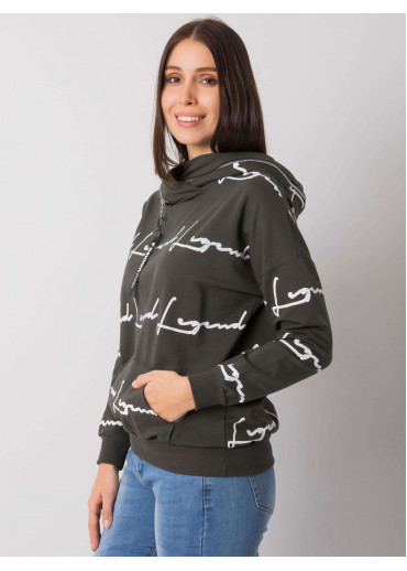 Khaki zelená dámska mikina s kapucňou