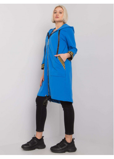 Modrá dámska oversize predĺžená mikina
