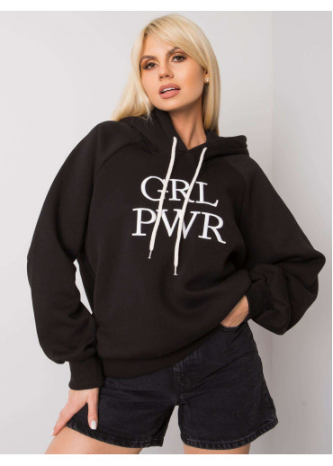 Čierna oteplená mikina s kapucňou