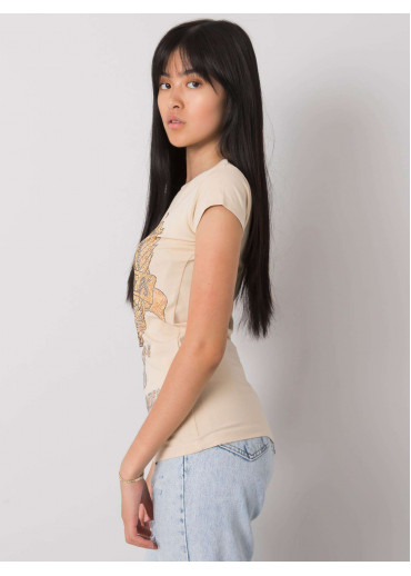 Béžovo hnedé bavlnené tričko