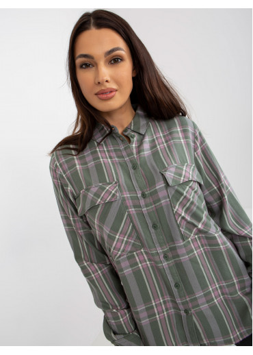 Khaki zelená károvaná blúzka