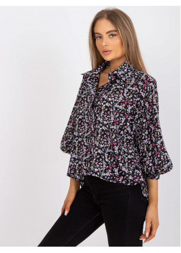 Čierna kvetovaná blúzka