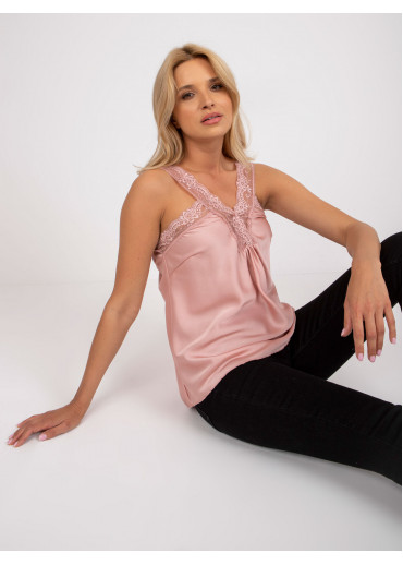 Tmavopúdrovo ružový top s čipkou