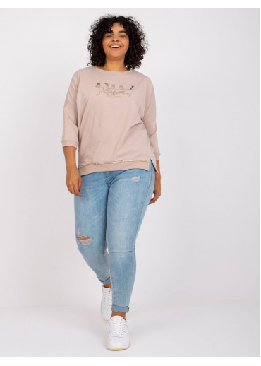 Béžovo hnedé tričko s 3/4 rukávom