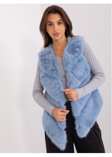 Svetlomodrá kožušinová vesta