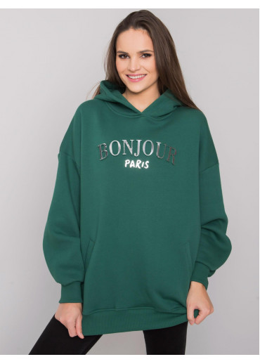 Tmavozelená mikina s kapucňou