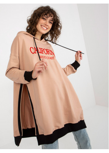 Béžovo hnedá mikinová tunika