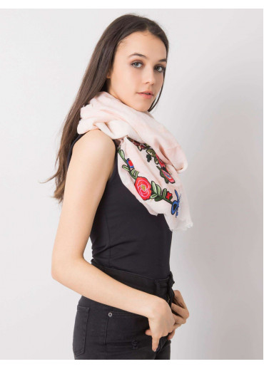 Broskyňovo ružová šatka s výšivkami