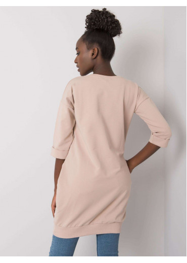 Béžovo hnedá predĺžená mikina