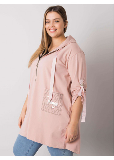 Tmavopúdrovo ružová mikina s kapucňou