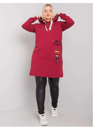 Bordovo červená tunika s potlačou