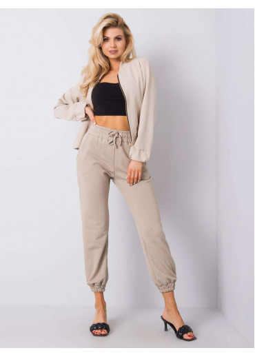 Béžovo hnedé basic tepláky