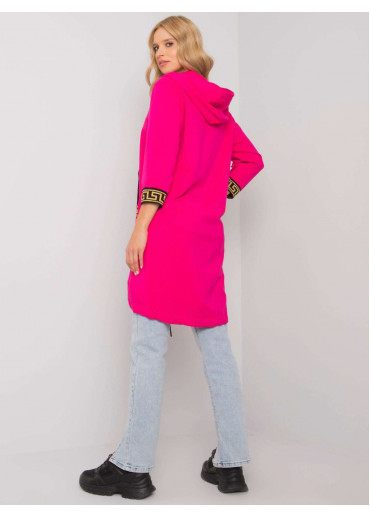 Fuchsiovo ružová dámska oversize predĺžená mikina