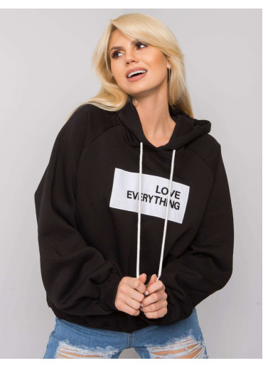 Čierna oteplená mikina s kapucňou