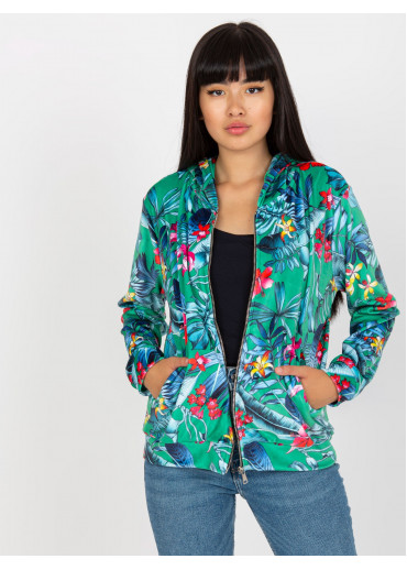 Zelená kvetovaná mikina