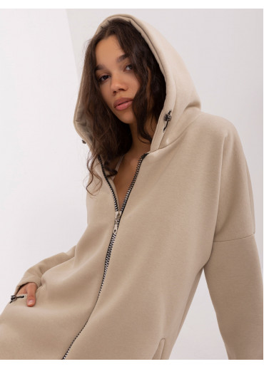 Béžovo hnedá predĺžená mikina