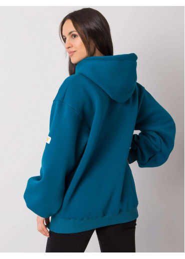 Azúrovo modrá mikina s kapucňou