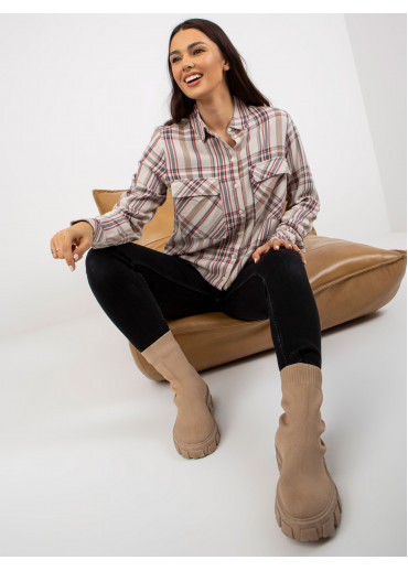 Béžovo hnedá károvaná blúzka