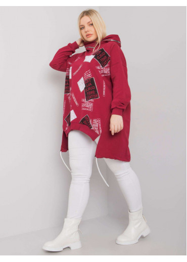 Bordovo červená mikina s kapucňou