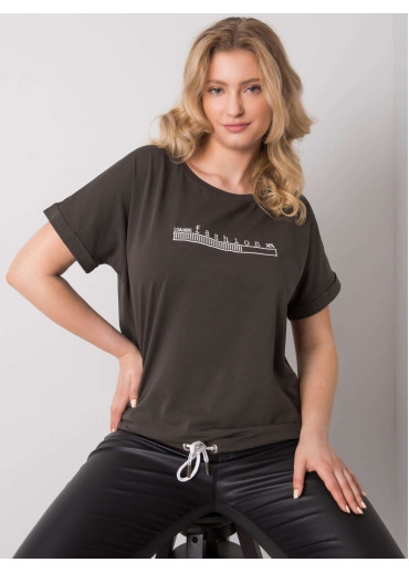 Khaki zelené one size tričko s výšivkou