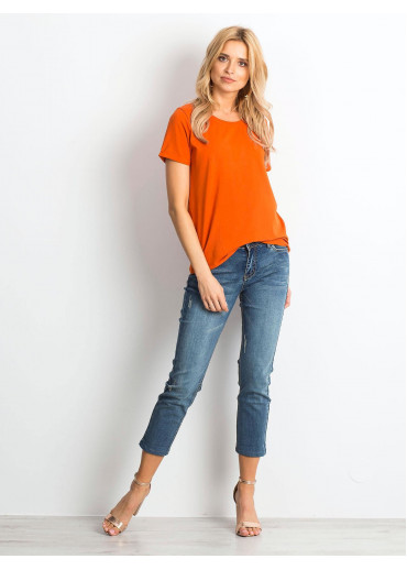 Karamelovo hnedé bavlnené tričko