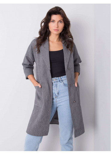 Sivý kabát s opaskom