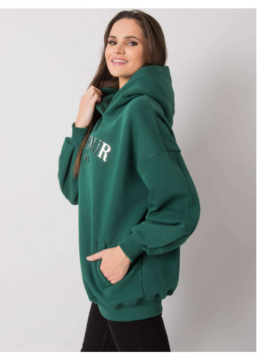 Tmavozelená mikina s kapucňou