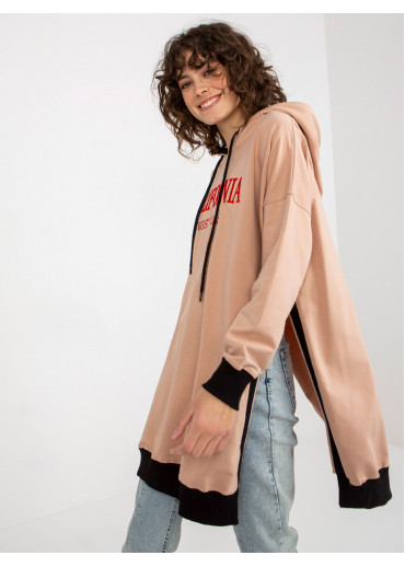 Béžovo hnedá mikinová tunika