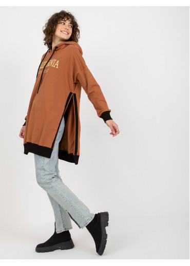 Hnedá mikinová tunika