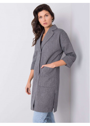 Sivý kabát s opaskom