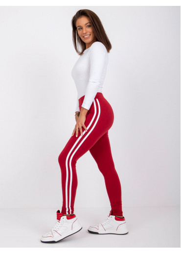 Bordovo červená legíny s lampasmi