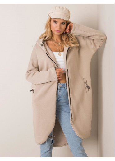 Béžovo hnedá predĺžená mikina