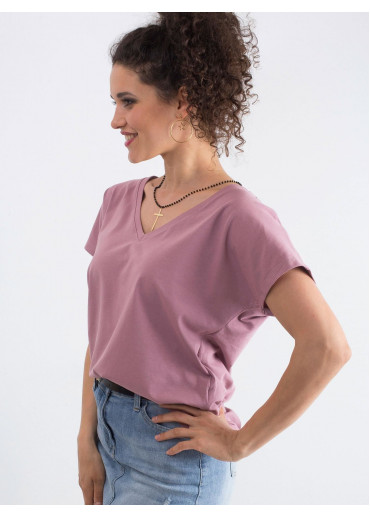 Tmavopúdrovo ružové basic tričko