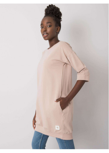 Béžovo hnedá predĺžená mikina