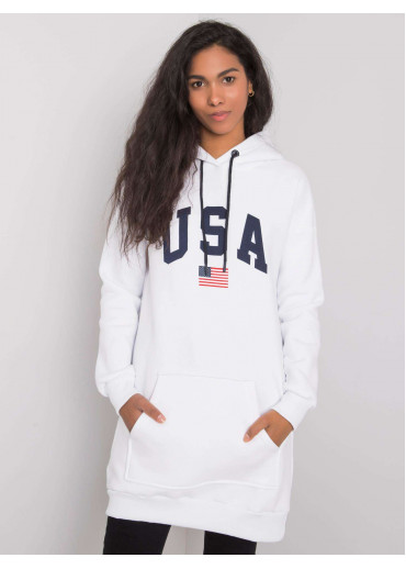 Biela predĺžená mikina