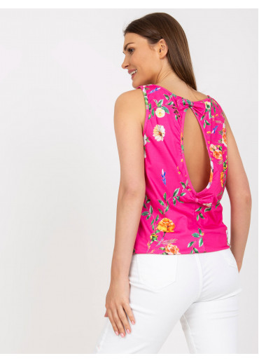 Tmavopúdrovo ružový kvetovaný top