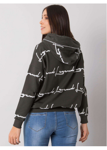 Khaki zelená dámska mikina s kapucňou