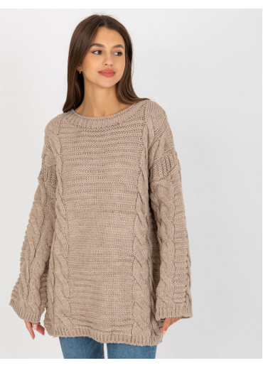 Béžovo hnedý pletený sveter