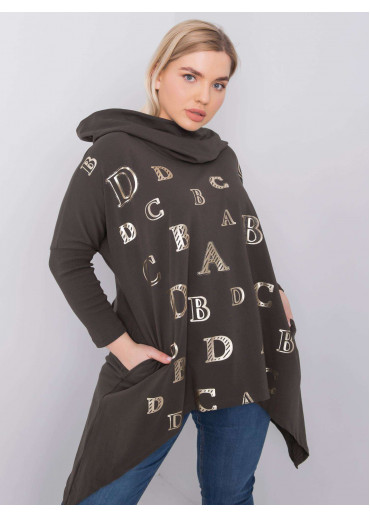 Khaki zelená tunika s kapucňou