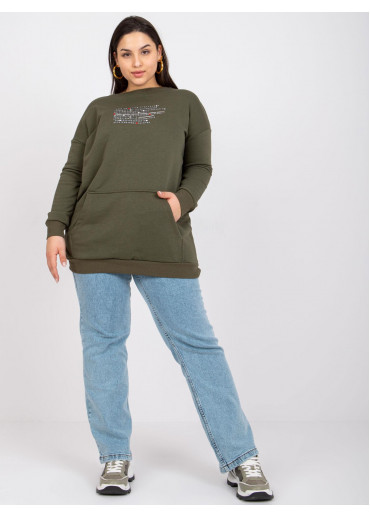 Khaki zelená predĺžená mikina