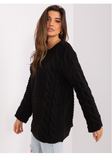 Čierny pletený pulóver