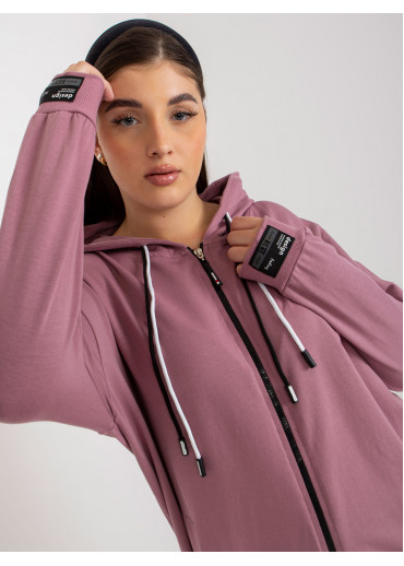 Tmavopúdrovo ružová mikina s kapucňou