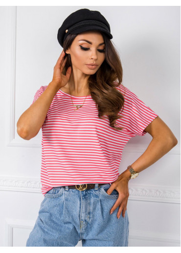 Koralovo ružové pruhované tričko