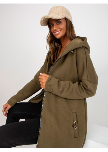 Khaki zelená predĺžená mikina