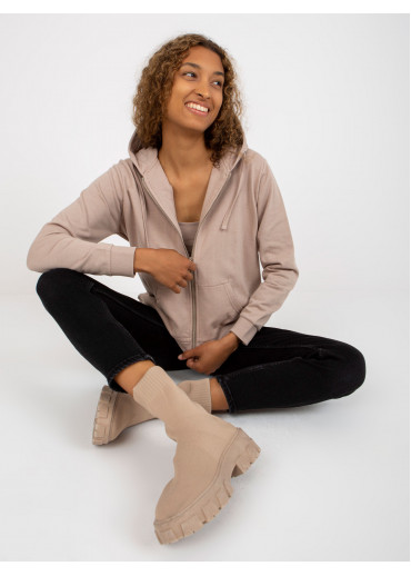 Béžovo hnedá basic mikina