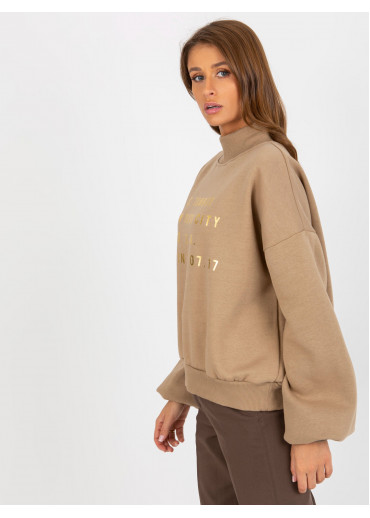 Béžovo hnedá mikina s potlačou